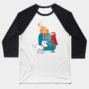 The cat, the dog and the parrot. Vector Illustration Baseball T-Shirt